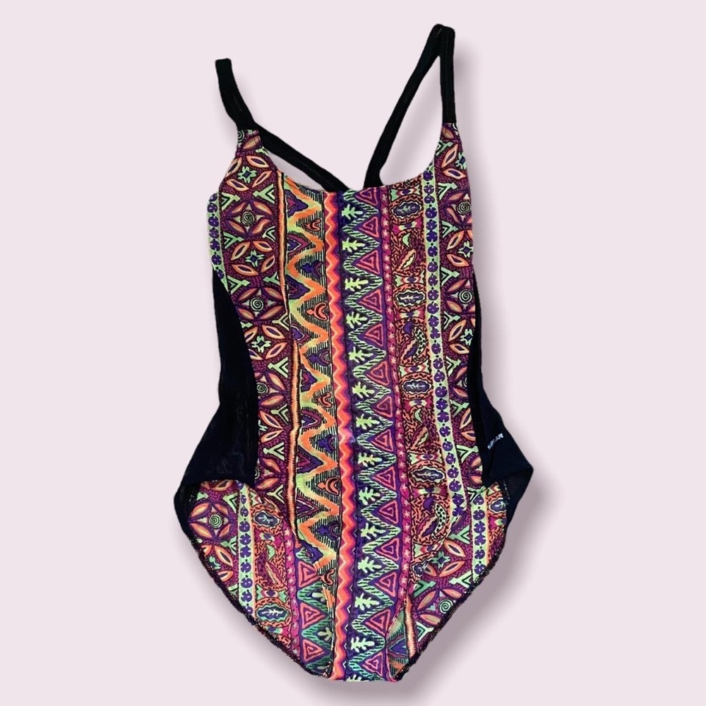 Vintage sheer mesh swim bodysuit